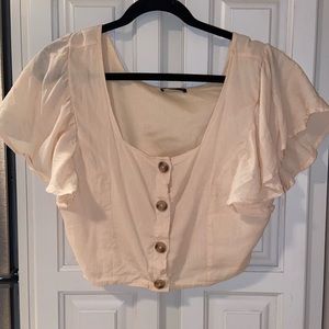 Short-Sleeved Button-Down Flowy Blouse